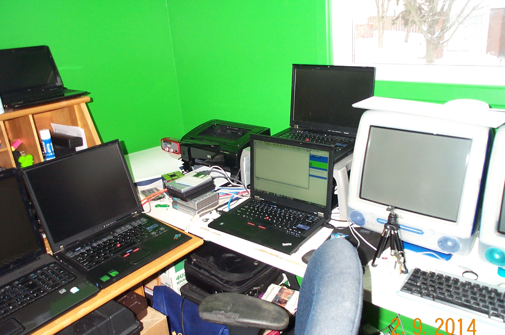My two Lenovos, plus the printer and the rest The Lab Feb 2014