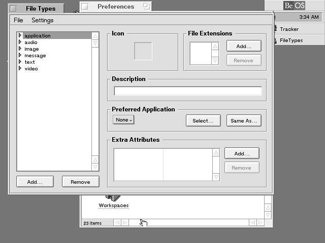 BeOS 5 File type infomation