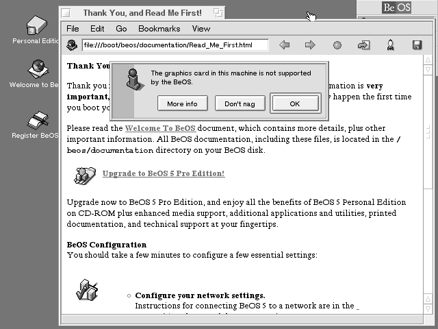 BeOS 5 First Boot