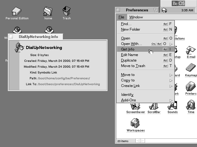 BeOS 5 Get Info