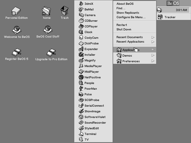 BeOS 5 Menu