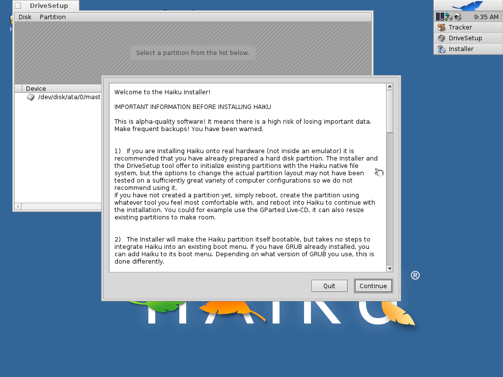Haiku Alpha 4.1 Installer