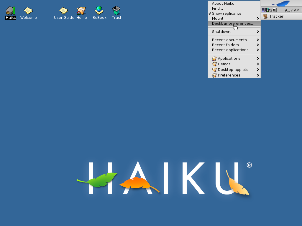 Haiku Alpha 4.1 Menu