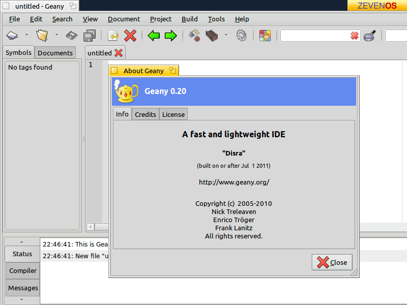 ZevenOS Geany