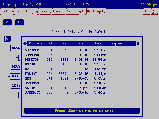 Deskmate 3.69 Files view