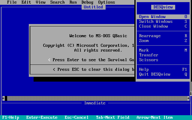 Desqview 2.8 Menu