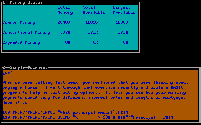 Desqview 2.8 Multiple Windows