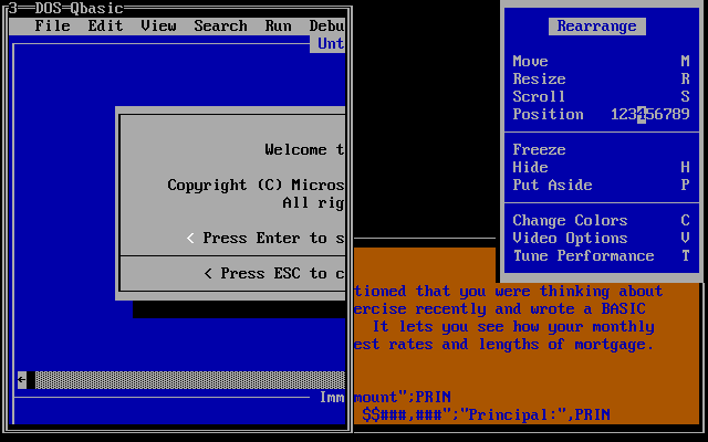 Desqview 2.8 Rearrange