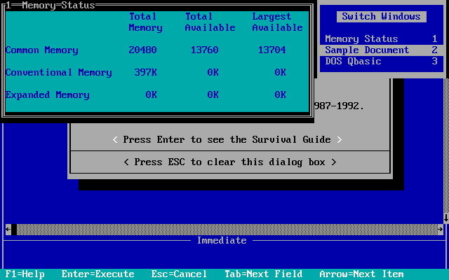 Desqview 2.8 Switch Windows