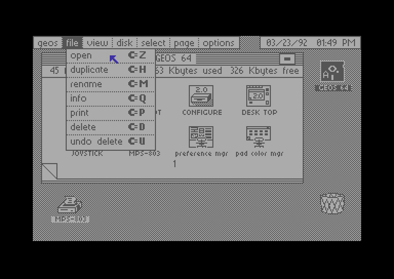 C64 GEOS File menu