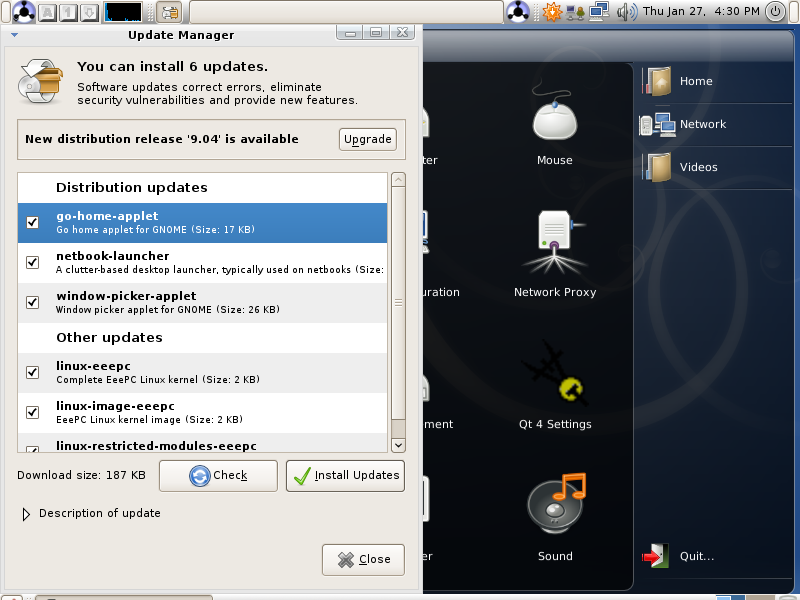 EEEBuntu 2.0 Update Manager