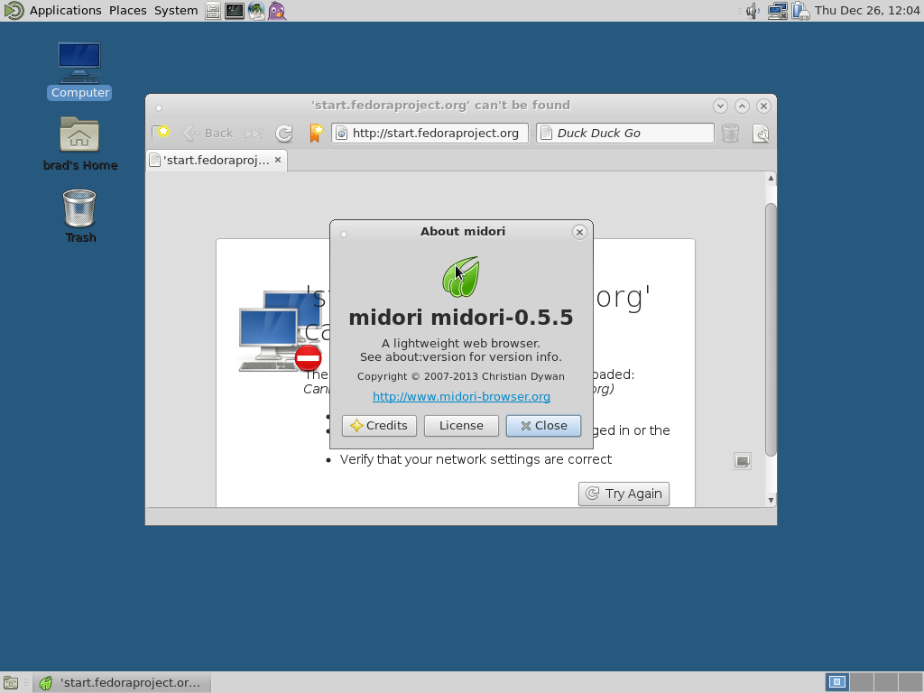Fedora 20 Midori