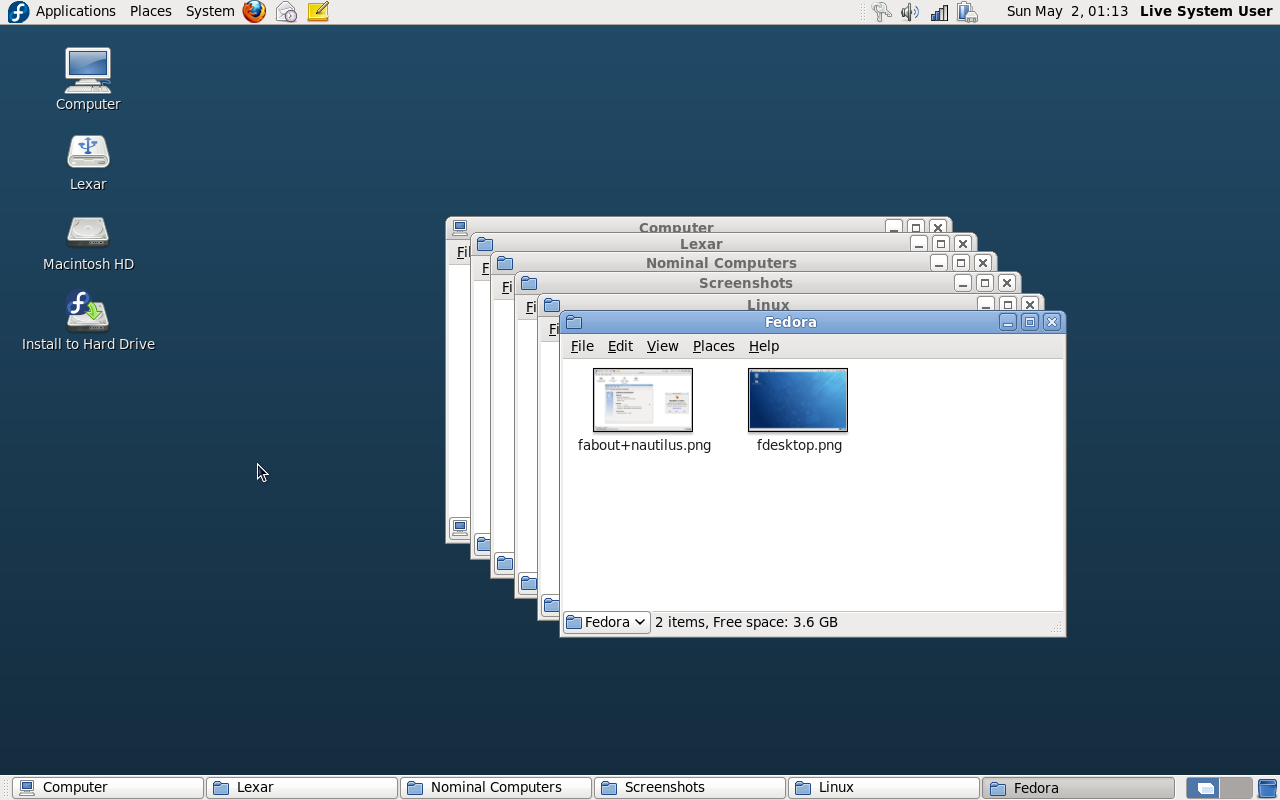 Fedora 12 GNOME Cascade