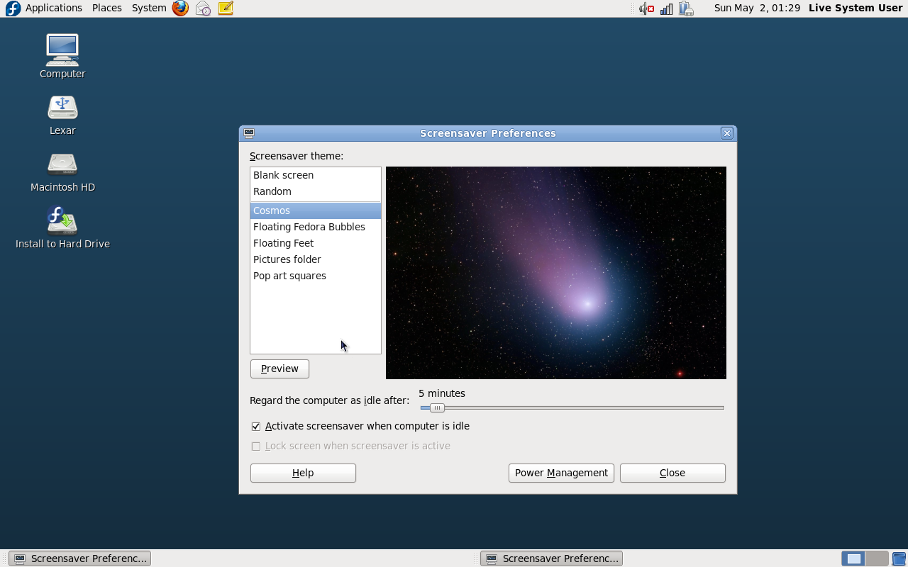 Fedora 12 GNOME Sucky screensavers