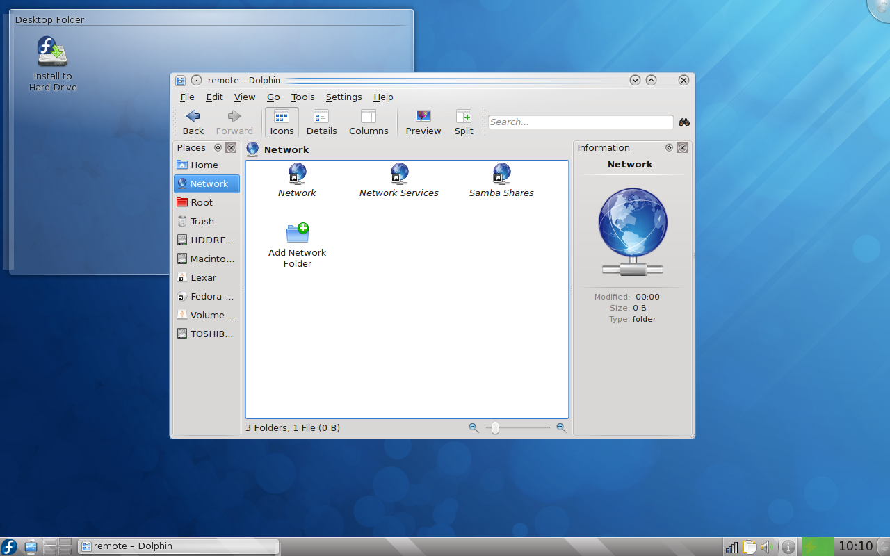 Fedora 12 KDE Dolphin