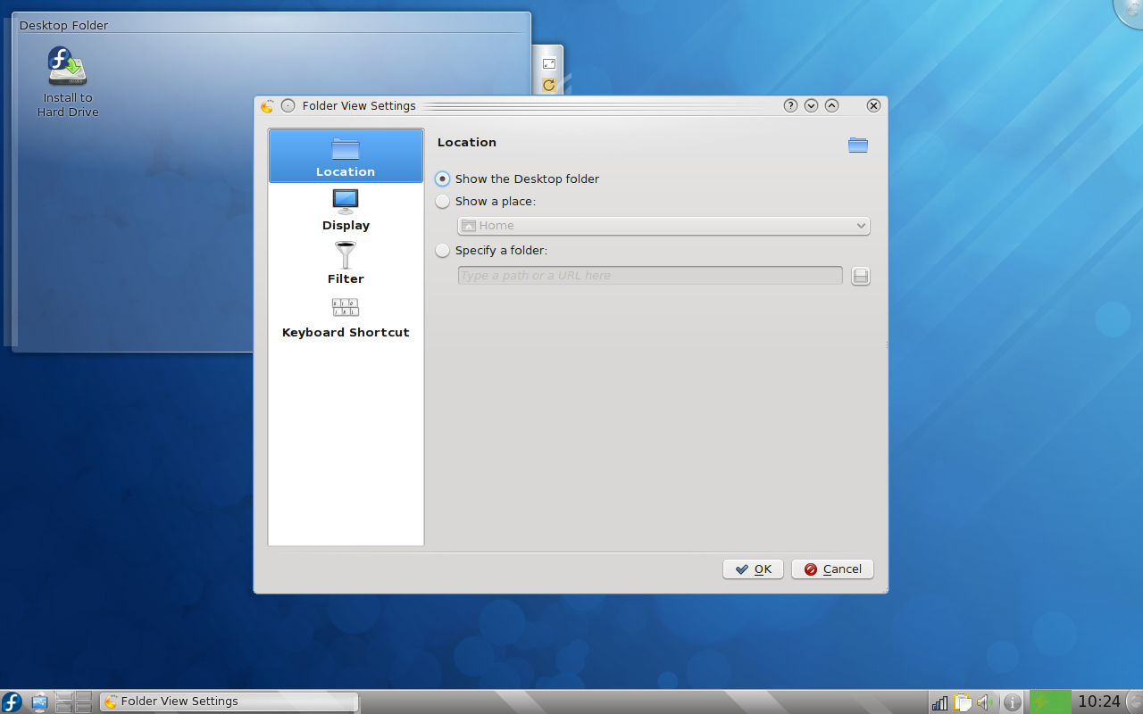Fedora 12 KDE Desktop Folder