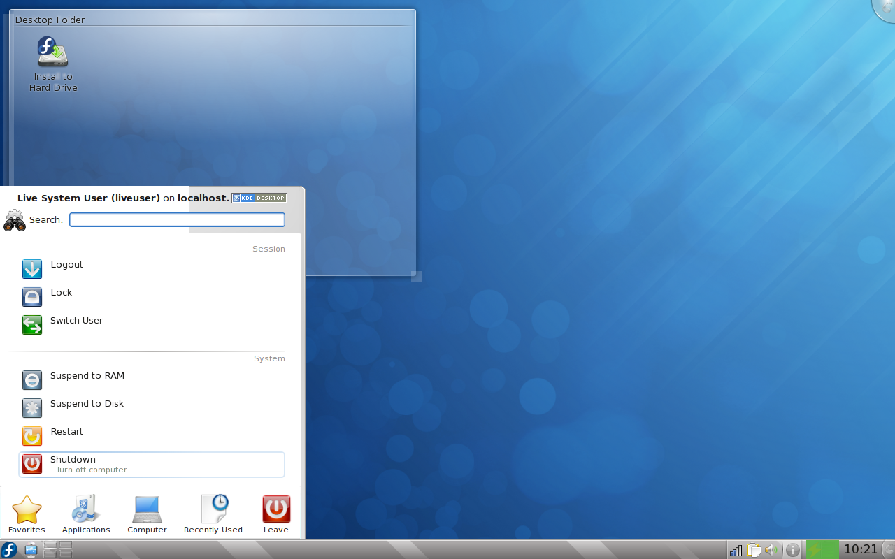 Fedora 12 KDE Shutdown