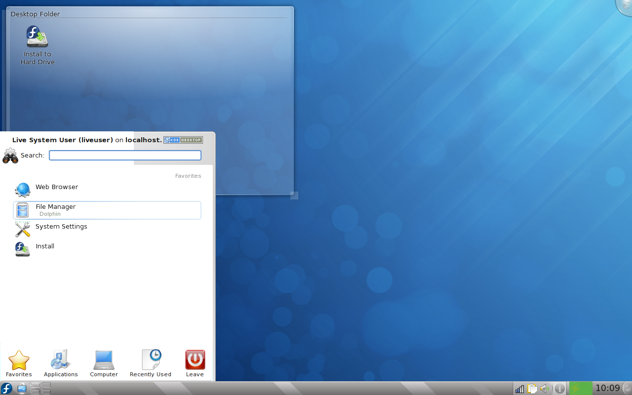 Fedora 12 KDE K-Menu