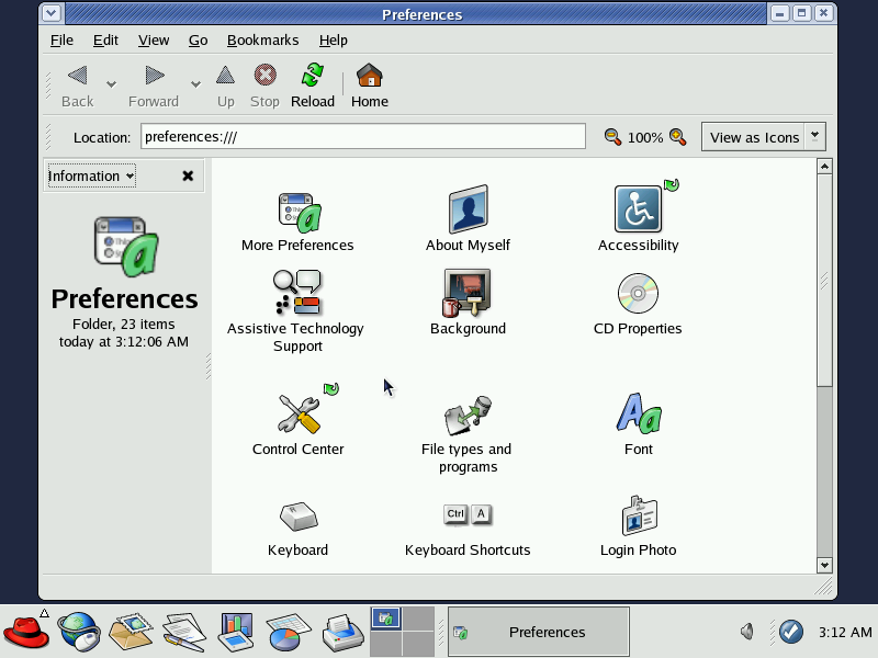 Fedora Core 1 Control Center