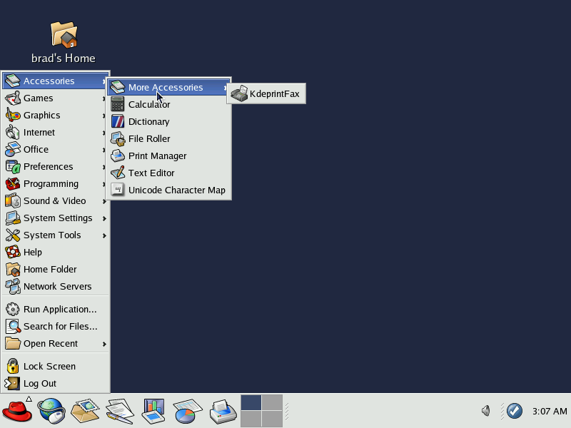 Fedora Core 1 Menu