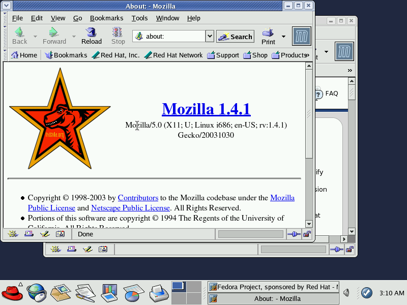 Fedora Core 1 Mozilla