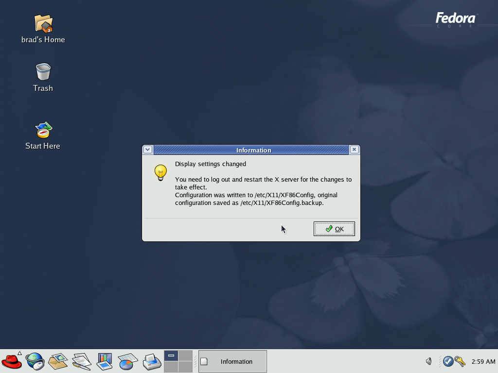 Fedora Core 1 Change Resolution