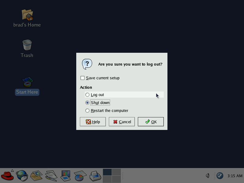 Fedora Core 1 Shutdown