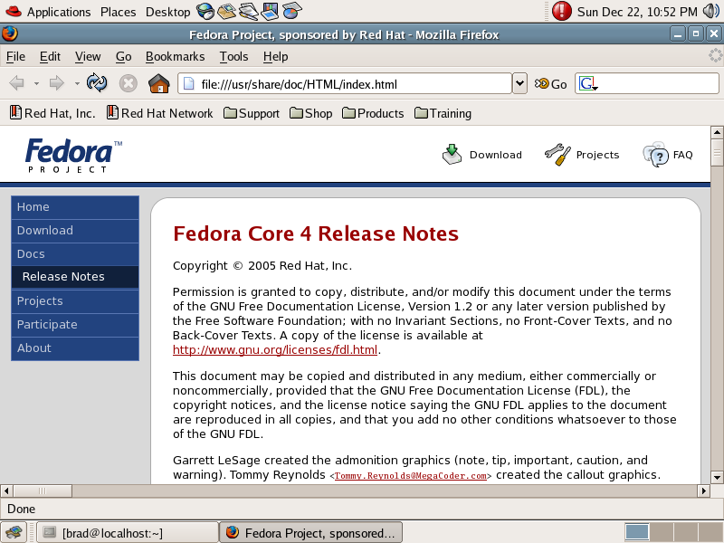 Fedora Core 4 Firefox