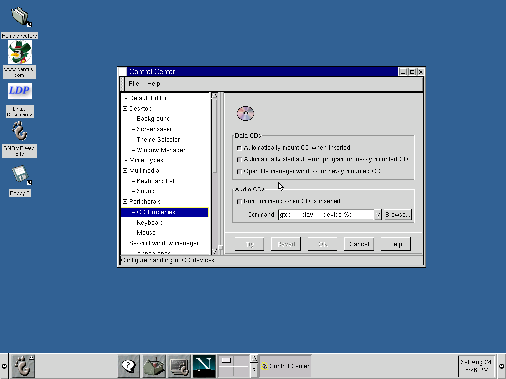 Gentus Linux Control panel