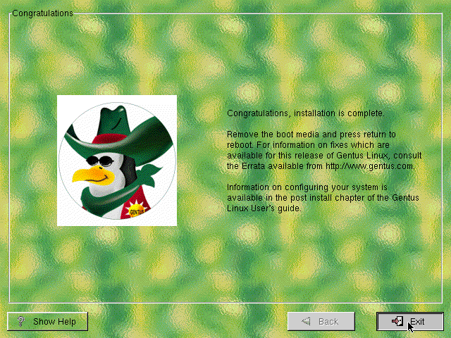 Gentus Linux Install complete