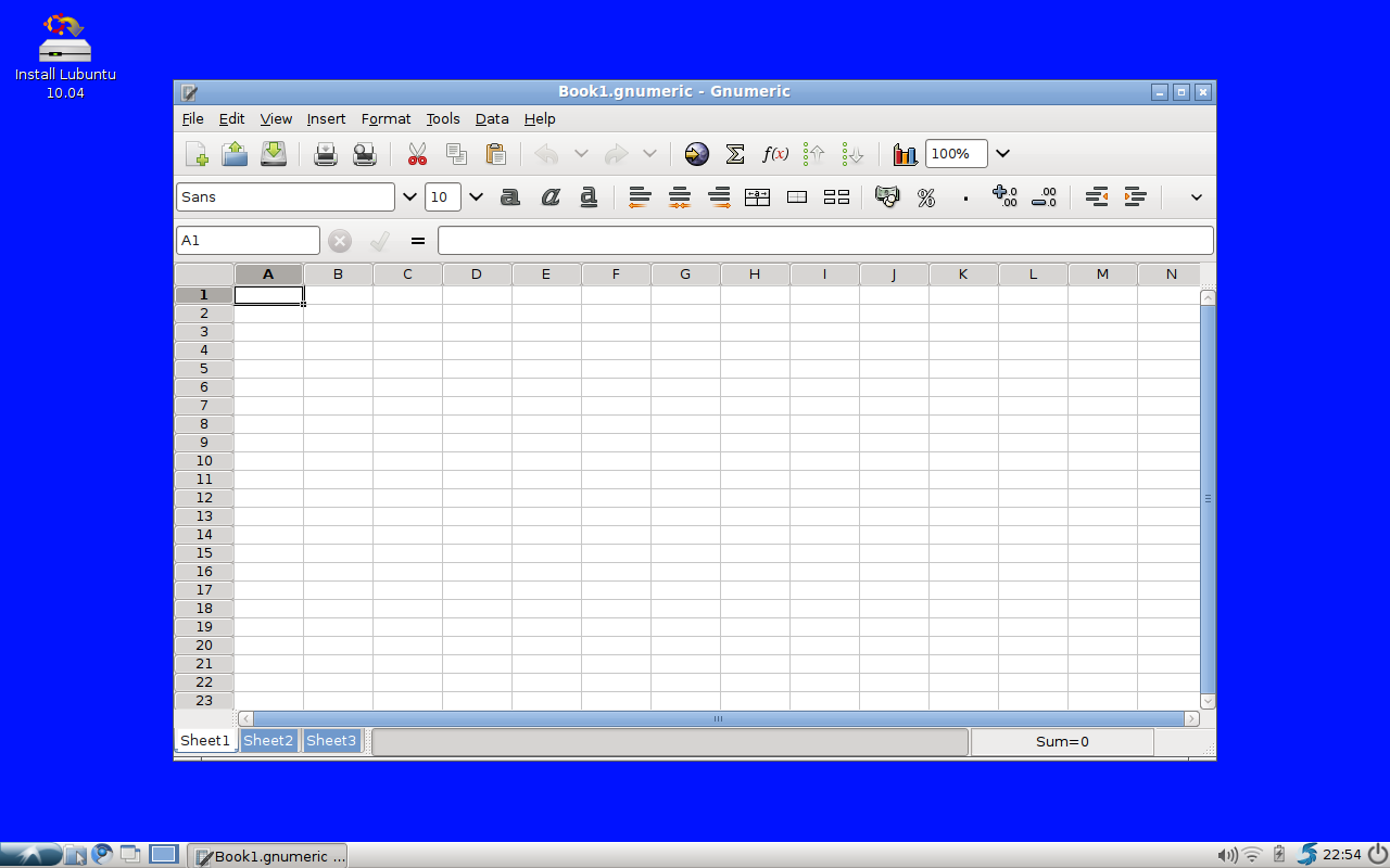 Lubuntu 10.04 Gnumetric