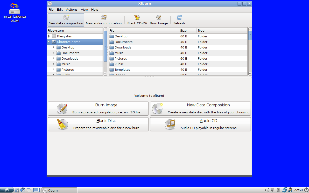 Lubuntu 10.04 Xfburn