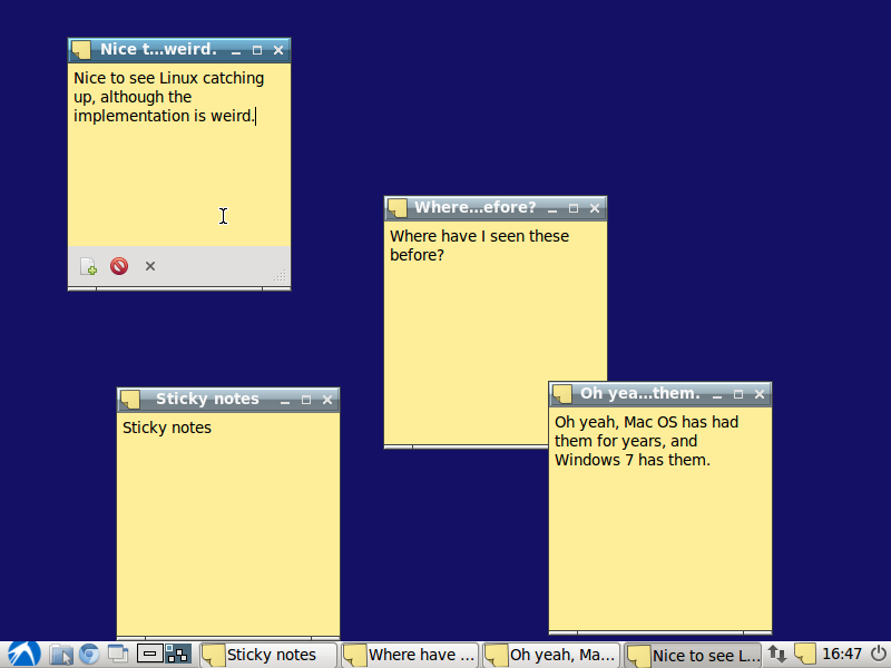 Lubuntu 10.10 Sticky Notes