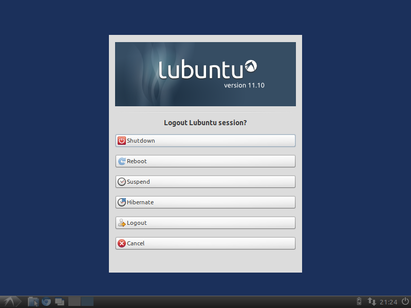 Lubuntu 11.10 Shutdown