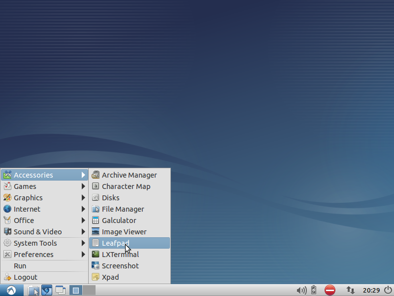 Lubuntu 12.10 Menu