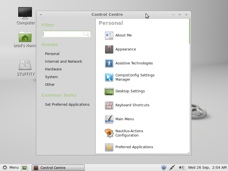Linux Mint 11 Control Center