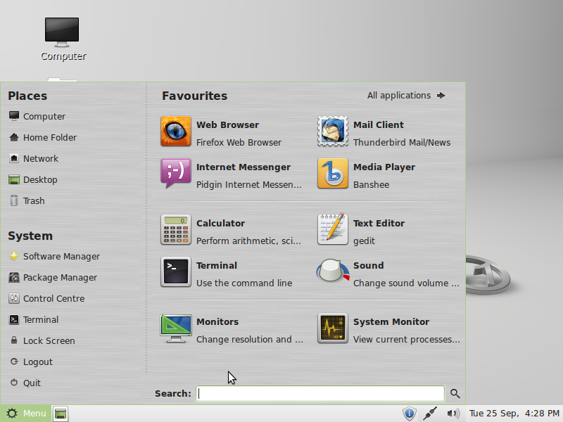 Linux Mint 11 Menu #1