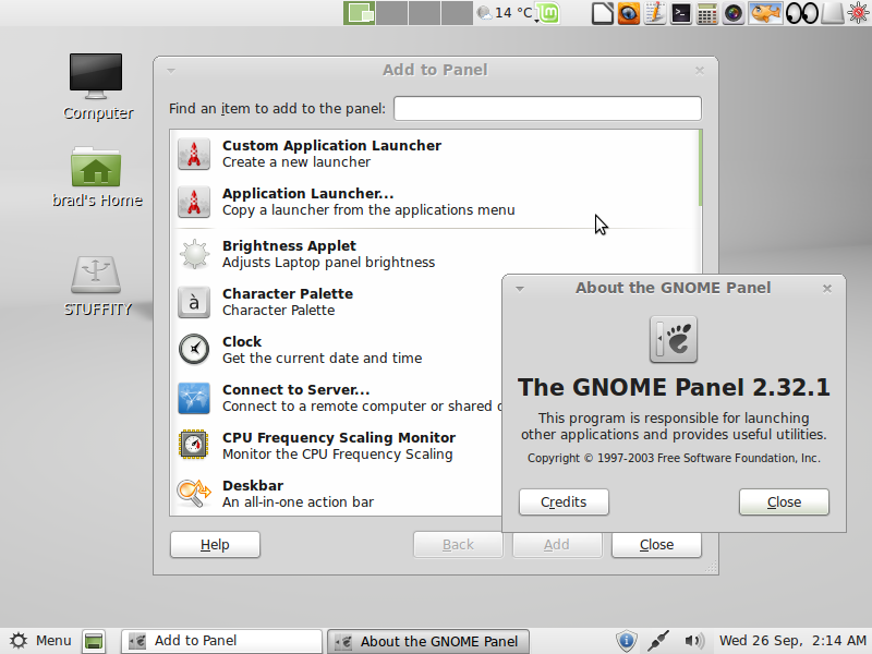 Linux Mint 11 Panels