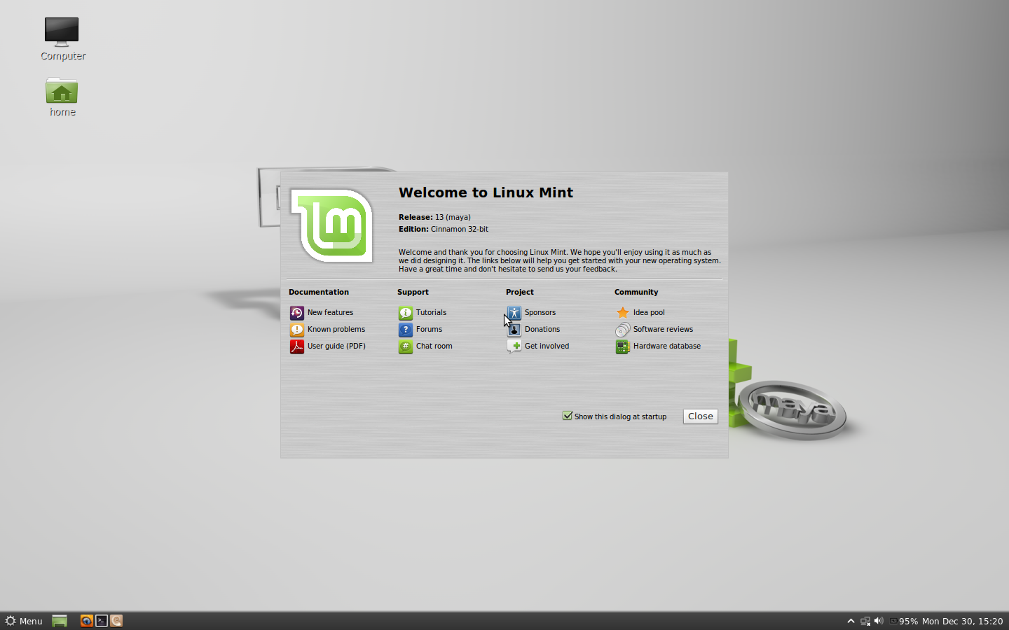 Mint 13 Cinnamon Desktop
