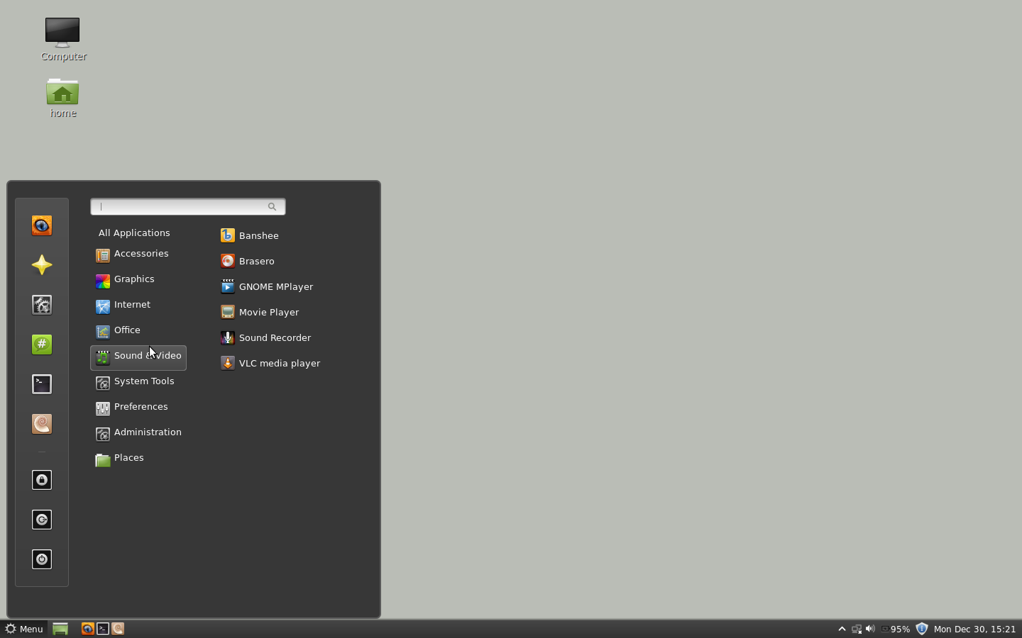 Mint 13 Cinnamon Menu