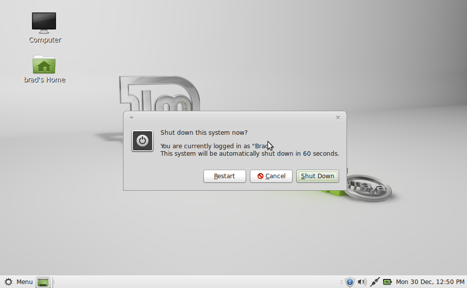 Mint 13 MATE Shutdown