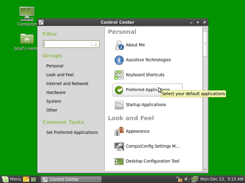 Linux Mint 8 Control Panel