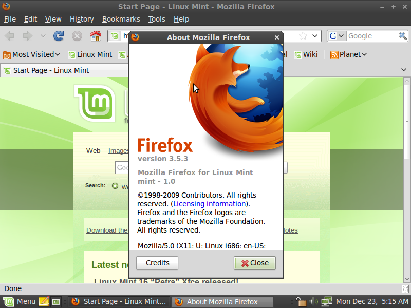 Linux Mint 8 Firefox