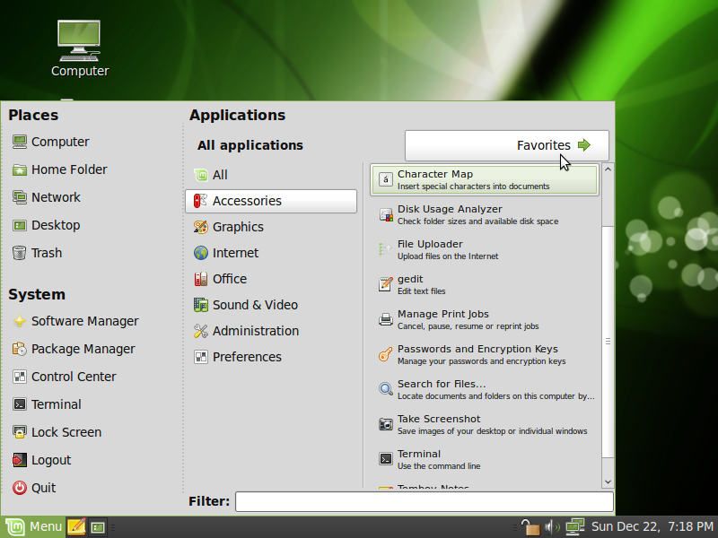 Linux Mint 8 Menu