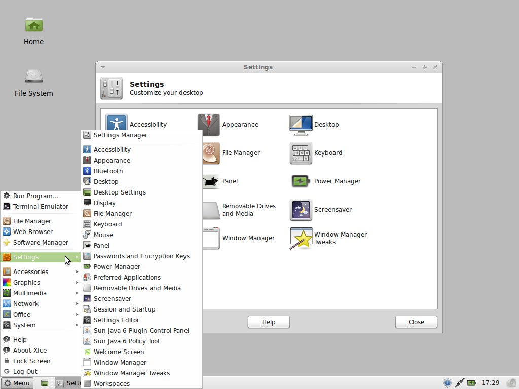 LMDE 11 XFCE Control Panel