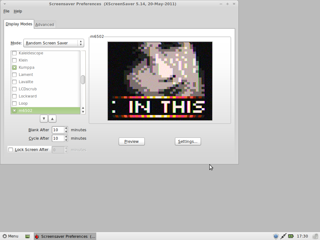 LMDE 11 XFCE Screensaver
