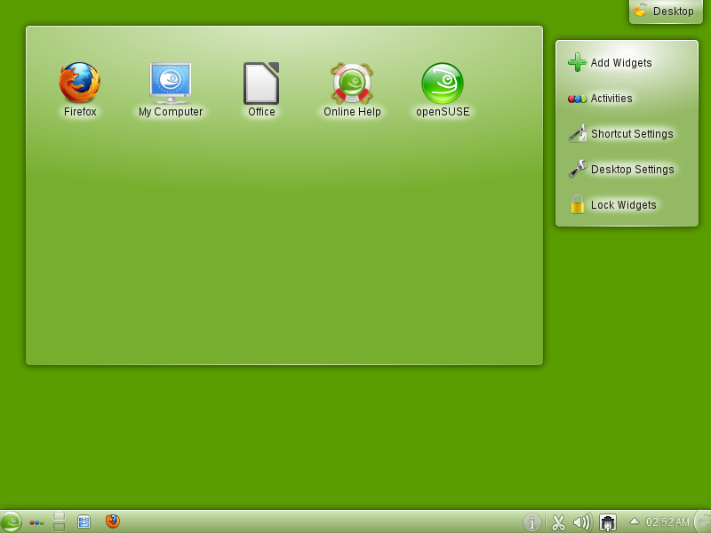 OpenSUSE Desktop menu