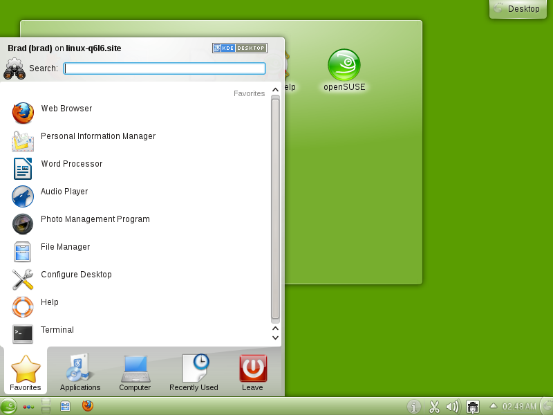OpenSUSE K Menu