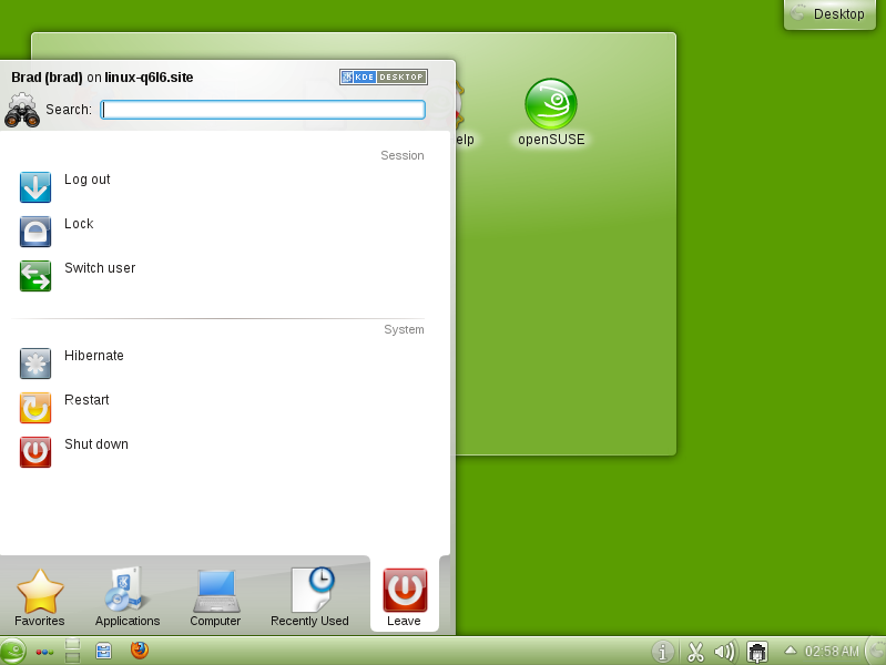 OpenSUSE Shutdown