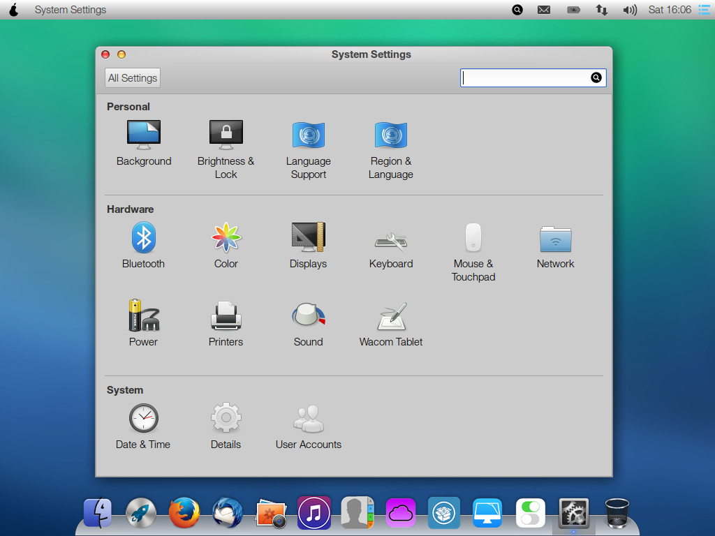 Pear OS 8 Control Panel